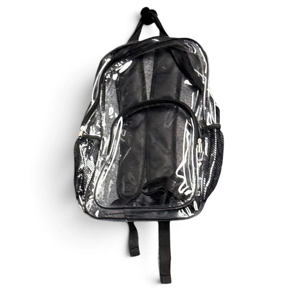 Jot Clear Backpack 16in Black School Bookbag Transparent Work Security NWT